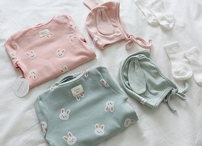 [출산,백일선물] 바니바니 아기옷 3종 선물세트